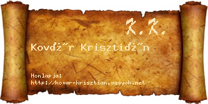 Kovár Krisztián névjegykártya